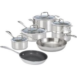 Batterie de cuisine en acier inoxydable et en verre Vistaclad, 10 pièces