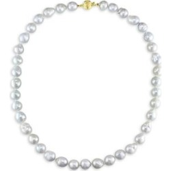 Collier à rangs de perles blanches de 8 à 10 mm et or jaune 14 ct
