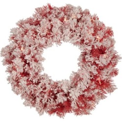 Pre-lit Flocked Red Artificial Christmas Wreath, 24-inch, Clear Lights found on Bargain Bro Philippines from The Bay for $91.49