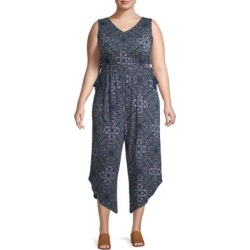 V-Neck Printed Wide Leg Jumpsuit
