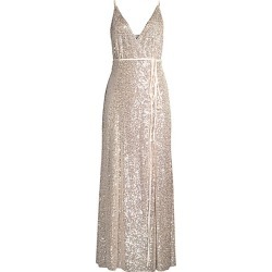 FAME AND PARTNERS Women's The Kirrily Sequin Wrap Dress - Silver - Size 12