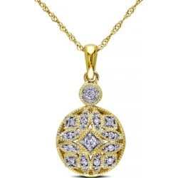 Collier à pendentif avec diamants de 0,125 ct PT et chaîne en or jaune 14 K