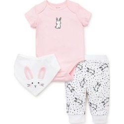 Baby Girl's 3-Piece Cotton Jumpsuit, Pants & Bandana Bib Set