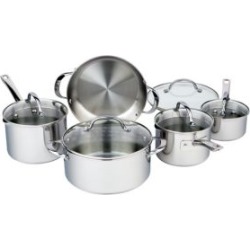 Batterie de cuisine en acier inoxydable, 10 pièces