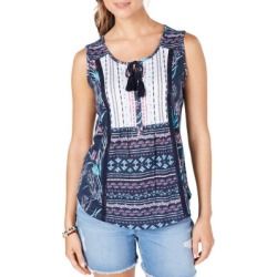 Mixed-Print Tasselled Top