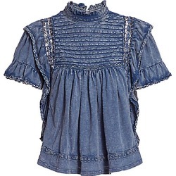 Free People Women's Le Femme Chambray Top - Navy - Size Large