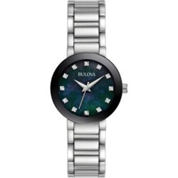 Montre analogique à bracelet en acier inoxydable et à diamants 0,04 ct PT
