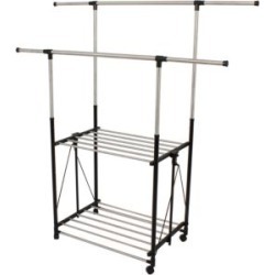 Stainless Steel Collapsible Double-Bar Garment Rack