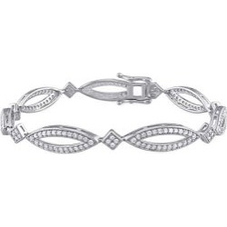 Bracelet en argent sterling à maillons en motif géométrique avec diamants de 2 ct PT