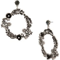 Pendants d'oreilles en anneaux argentés avec similiperles et cristaux Ornate Flower Gypsy