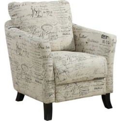 Fauteuil en tissu orné d'écritures rétro en français