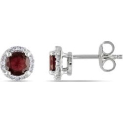 Dormeuses en argent sterling serties de grenats et diamants