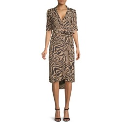 Abstract-Print Wrap Dress