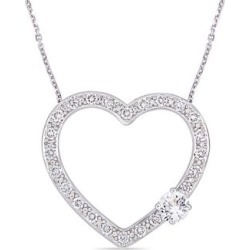 Silver Gemstone Sterling Silver and White Sapphire Heart Necklace