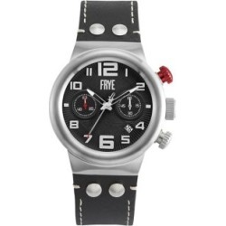 Montre chronographe en acier inoxydable Harness avec bracelet en cuir