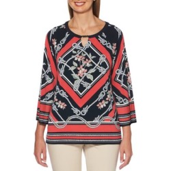 Mixed-Print Roundneck Top