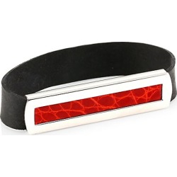 Grand Band Men's Medium Sterling Silver & Alligator Plaque Money Band - Red Silver