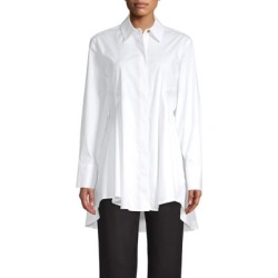High-Low Flare Button Front Shirt