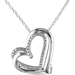 Collier à pendentif en coeur en argent sterling avec diamants de 0,01 ct