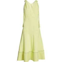 Proenza Schouler White Label Women's Tie-Shoulder Plunging Midi Dress - Celery - Size 10