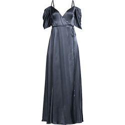 FAME AND PARTNERS Women's The Mavis Cold-Shoulder Long Wrap Dress - Indigo - Size 12