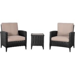 Ensemble table d'appoint et fauteuils de jardin en rotin à tressage large Parkview, 3 pièces