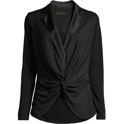 Donna Karan New York Women's Charmeuse Satin Draped Blouse - Black - Size Large