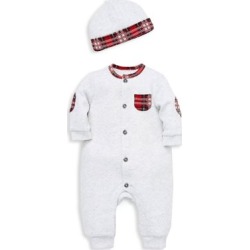 Ensemble 2 pièces pour bébé garçon - Combinaison à carreaux et applique en mélange de coton et tuque.