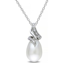 Collier torsadé en argent sterling avec diamants 0,04 ct PT et perle d'eau douce