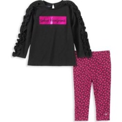 Ensemble haut et legging en mélange de coton molletonné pour fillette, 2 pièces