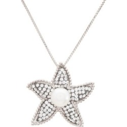 Collier en argent sterling avec cristaux et perles d'eau douce rondes et blanches de 6 mm