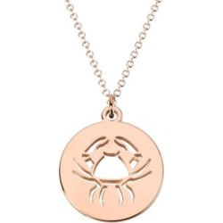 14K Rose Gold Cancer Sign Cutout Disc Necklace