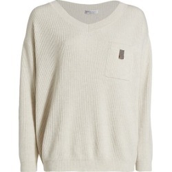 Ribbed Knit V-Neck Sweater found on MODAPINS