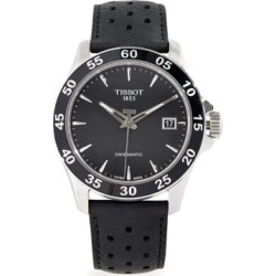 Montre en acier inoxydable V8 avec bracelet en cuir