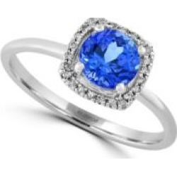 Bague en or blanc 14 K sertie de diamants de 0,07 ct PT et de tanzanite
