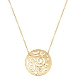 10K Gold Novel Polished Disc Front Necklace