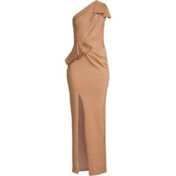 One-Shoulder Metallic Draped Gown