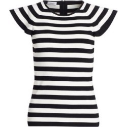 Flounce-Sleeve Striped Tee