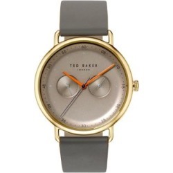 Montre multifonction en acier inoxydable avec bracelet en cuir