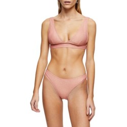 Haut de bikini pêche à paillettes de type triangle, modèle long
