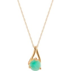 Collier en or jaune 10 ct avec pendentif à émeraude, pierre de naissance de mai