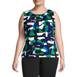 Plus Printed Pleated Top