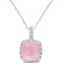 Collier en argent sterling plaqué or rose avec quartz et diamant