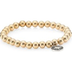 14K Yellow Gold, 14K White Gold & Diamond Starburst Medallion Bracelet