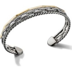 Stax 3-Row Cuff with Diamonds In 18K Yellow Gold & Blackened Sterling Silver