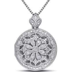 .10 CT Diamond and Sterling Silver Locket Necklace