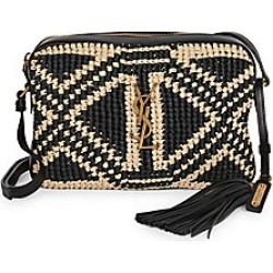 Saint Laurent Women's Lou Crochet Raffia Camera Bag - Black