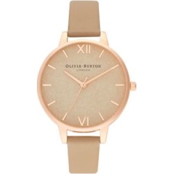 Montre en acier inoxydable Woven Dial avec bracelet en cuir