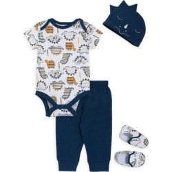 Ensemble-cadeau à imprimé de dinosaures pour bébé garçon, 4 pièces