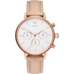 Montre rose doré Nova Luna avec bracelet en cuir